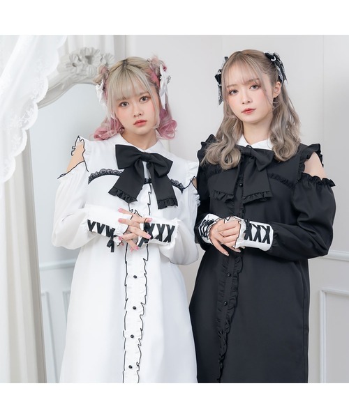 「DearMyLove」 長袖ワンピース MEDIUM ブラック レディース_画像4
