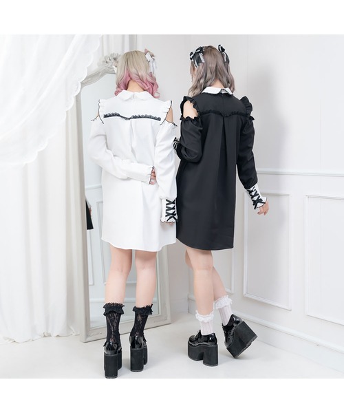 「DearMyLove」 長袖ワンピース MEDIUM ブラック レディース_画像5