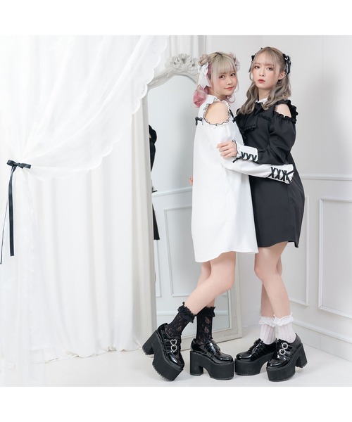 「DearMyLove」 長袖ワンピース MEDIUM ブラック レディース_画像6