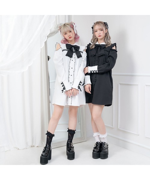 「DearMyLove」 長袖ワンピース MEDIUM ブラック レディース_画像7