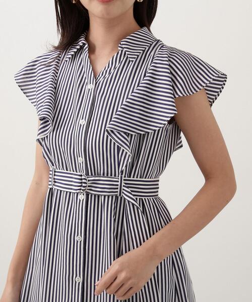 「PROPORTION BODY DRESSING」 シャツワンピース MEDIUM ネイビー レディース_画像2