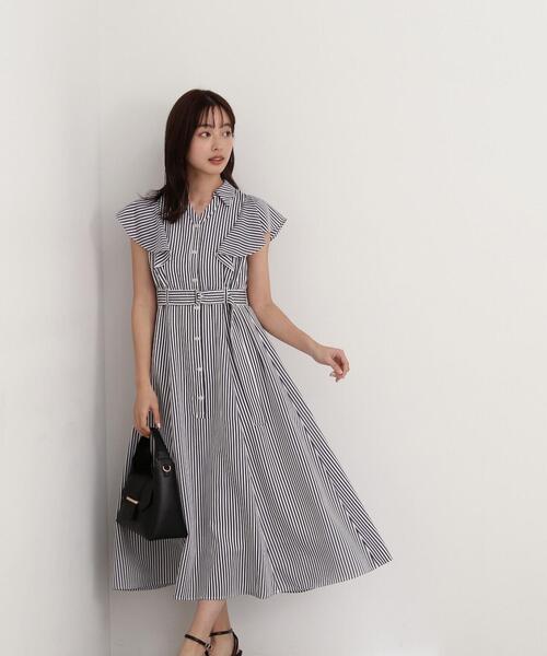 「PROPORTION BODY DRESSING」 シャツワンピース MEDIUM ネイビー レディース_画像8