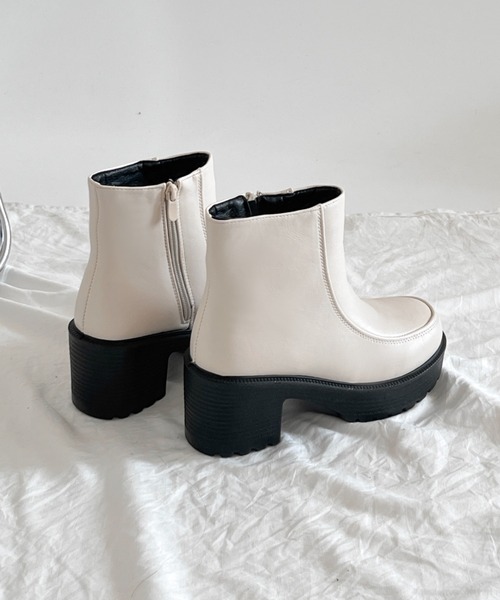 Shoes in Closet（シュークロ） ブーツ 軽量厚底 モカステッチ ヒール