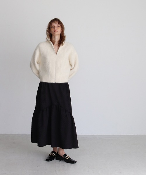 スカート Checked Jacquard Volume Skirt Jacquard volume skirt【Black】
