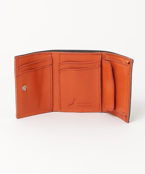 オレンジレザー三つ折り財布 防水革 三つ折り財布 (Orange)コンパクト レディース ブランド