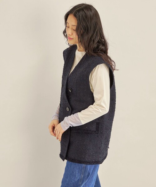 SHIPS ベスト ツイード ダブルブレスト ジレ レディース : ZOZOTOWN 