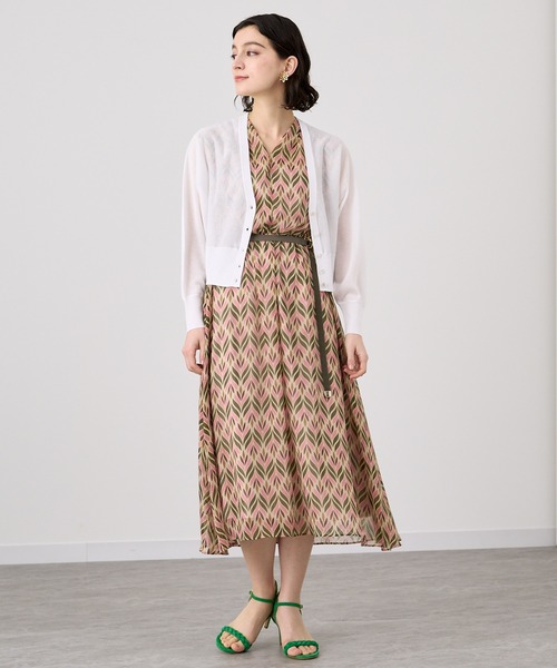 ANAYI ワンピース リーフ楊柳幾何Vネックフレア : ZOZOTOWN Yahoo!店 