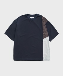 異素材カラーブロック 半袖Tシャツ osharewalker カットソー レディース トップス Tシャツ 半袖 五