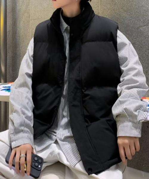 B.R.U ダウンベスト ベスト シンプルダウンパデッドベスト メンズ