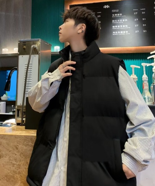 B.R.U ダウンベスト ベスト シンプルダウンパデッドベスト メンズ