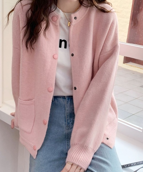 Dewlily カーディガン スタジャン風ニットカーディガン レディース