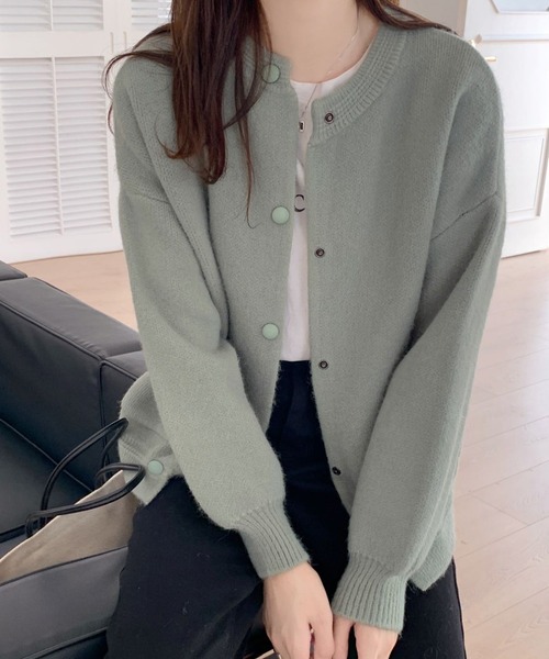 Dewlily カーディガン スタジャン風ニットカーディガン レディース