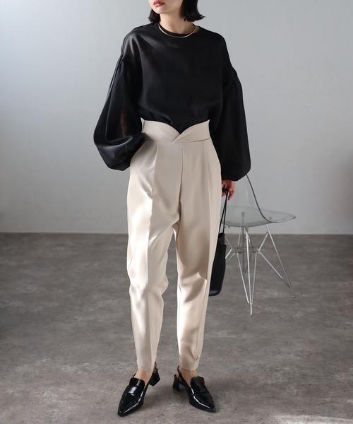 r. スラックス パンツ 「セットアップ対応」ハイウエスト