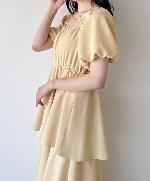 JUNOAH ワンピース 2wayオフショルティアードワンピース