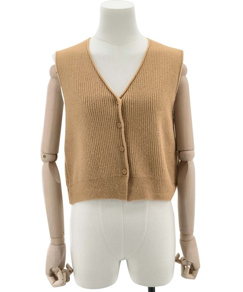 Dewlily ベスト ジレ パイピングニットベスト レディース : ZOZOTOWN