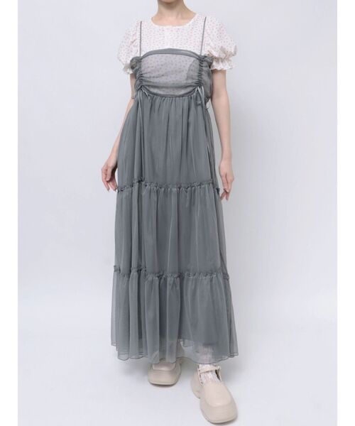【美品♡!!】 大人気merry jennyのチュールドロストワンピース merry jenny ワンピース ドロストチュールキャミワンピース