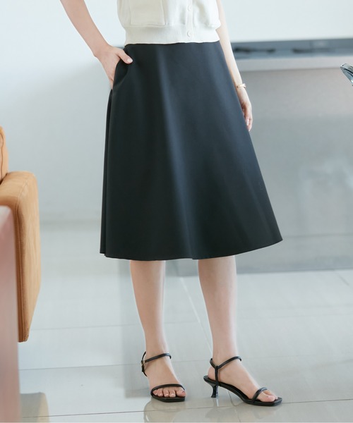 【TheRow】ミディ丈スカート フレアースカート VIS｜【洗える】共布ベルト付きミディ丈フレアスカート