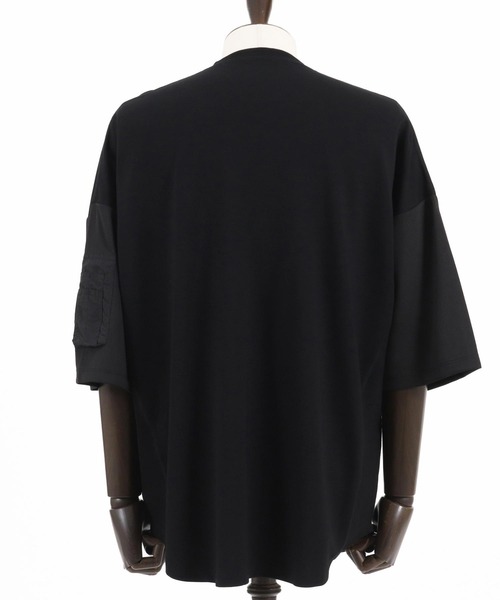 CAMBIO tシャツ mt9071- Sleeve Mesh Zipper Henley Neck Cut sew T