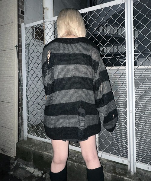 HARSH AND CRUEL セーター ニット ボーダー柄 大人気 男女兼用 HARSH AND CRUEL(ハーシュアンドクルーエル)のメンズ ニット