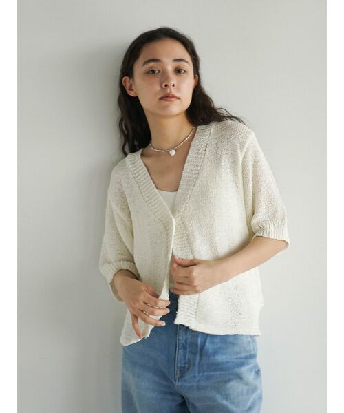 カーディガン Summer knit V-neck cardigan レディース