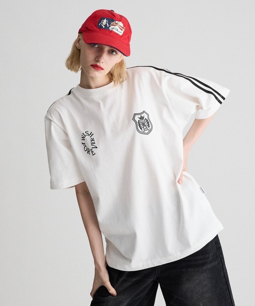 【Paragraph】★関税込★2ラインロゴTシャツ★男女兼用 パラグラフ PARAGRAPH レディーストップス ロゴTシャツ 036