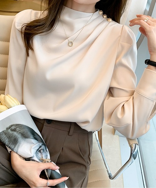 【オフホワイト】【一部店舗限定】アシメドレープブラウス RAW FUDGE（ローファッジ） ブラウス シャツ アシメドレープブラウス