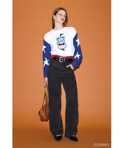 Disney SERIES CREATED by MOUSSY ニット MD OT FACE EMB / GENIE  