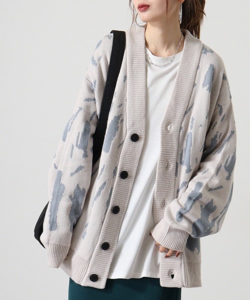 FUNALIVE カーディガン WS select 総柄オーバーサイズ