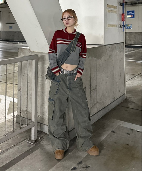 sedacle girl ニット セーター 配色トラックニット レディース