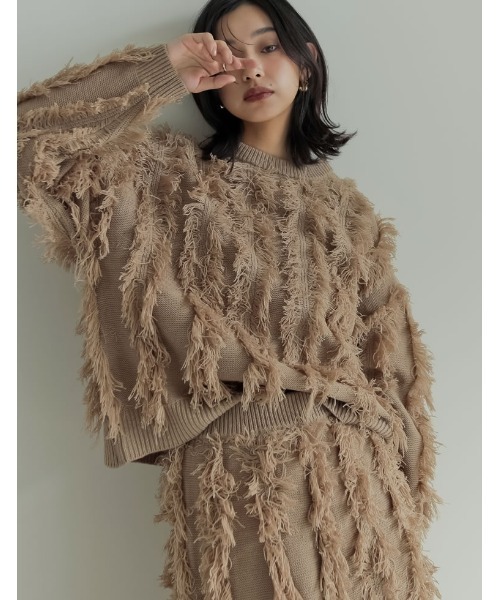 美品 エストネーション ニット フリンジ ウール混 ポンチョ 38 ブラック Fun to wear Knit｜ESTNATION ONLINE STORE｜エストネーション