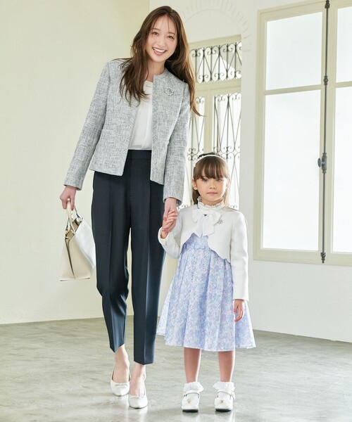 ANY（エニィ） ノーカラージャケット アウター 裾スカラップノーカラー