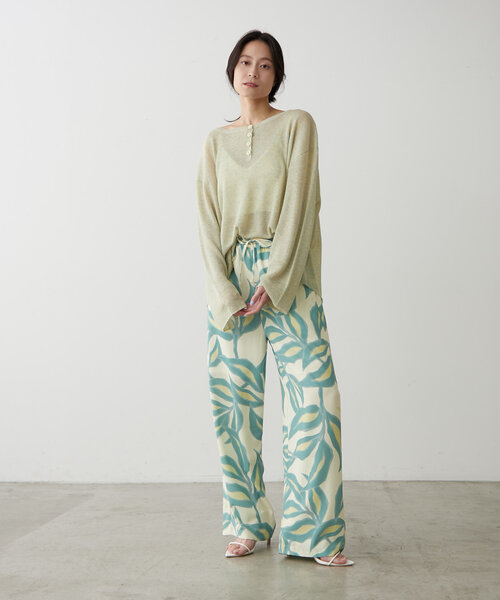 earthy_ ニット セーター 2WAYシアーリブヘンリーニットプル