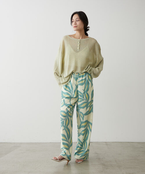 earthy_ ニット セーター 2WAYシアーリブヘンリーニットプル