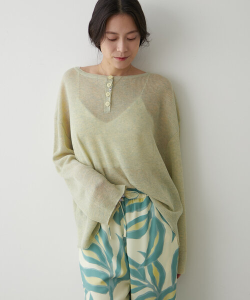 earthy_ ニット セーター 2WAYシアーリブヘンリーニットプル