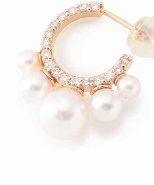 lilas パール付フープピアス WEB限定》パールフープピアスM K10（両耳）（ピアス（両耳用