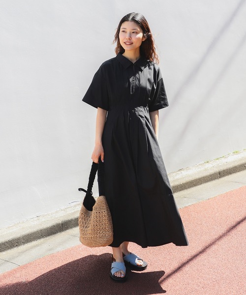 新品タグ付き【Ray BEAMS】RBS / タック ウエスト シャツ Ray BEAMS ワンピース タック ウエスト シャツ 「洗える