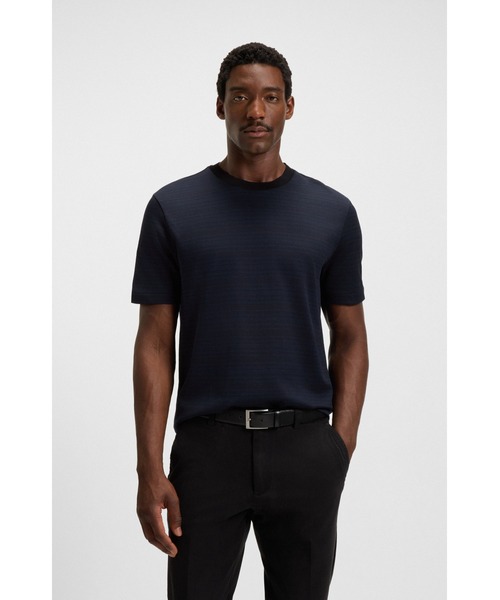 BOSS（HUGO BOSS） tシャツ シルケットコットン Tシャツ グリッド