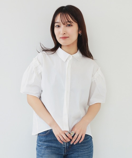 ブラウス シャツ 「3色展開」肩タック ビッグ シャツ レディース