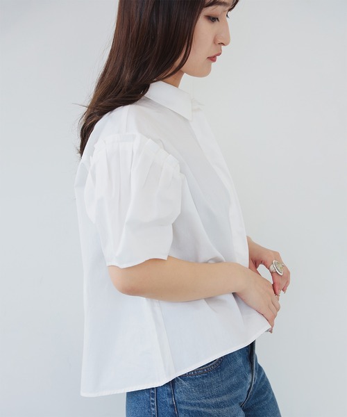ブラウス シャツ Broad Curved Hem Ribbon Shirt レディース BEAMS HEART ブラウス シャツ 「3色展開」肩タック ビッグ