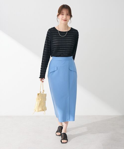 Green Parks スカート きれいシルエット フラップ付きナロー