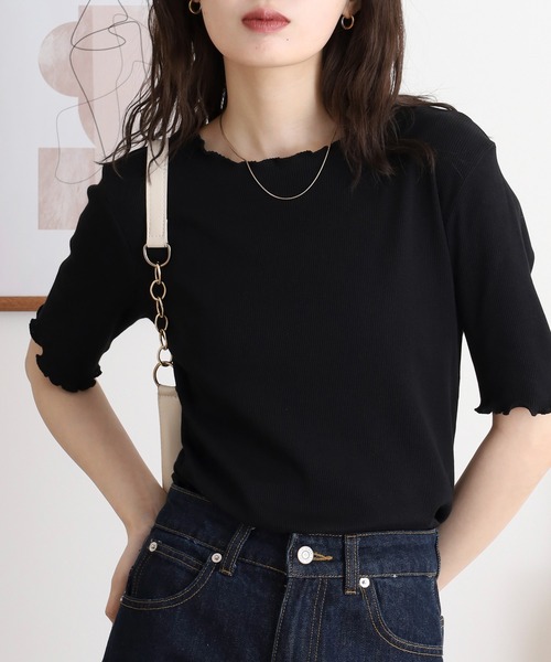 新品　asana カットソー五分丈 楽天市場】『アシメヘムライン風合いスラブニットソー』[n