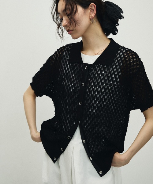 シュシュ Lace Embroidery Double Frilled Scrunchie / レース刺繍