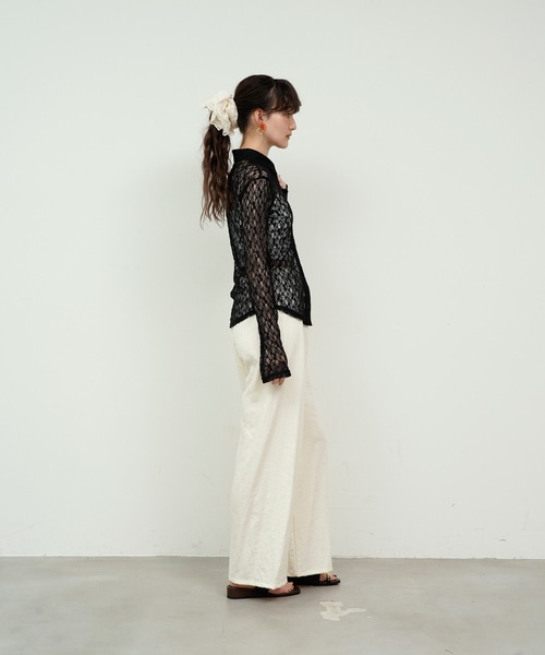 シュシュ Lace Embroidery Double Frilled Scrunchie / レース刺繍