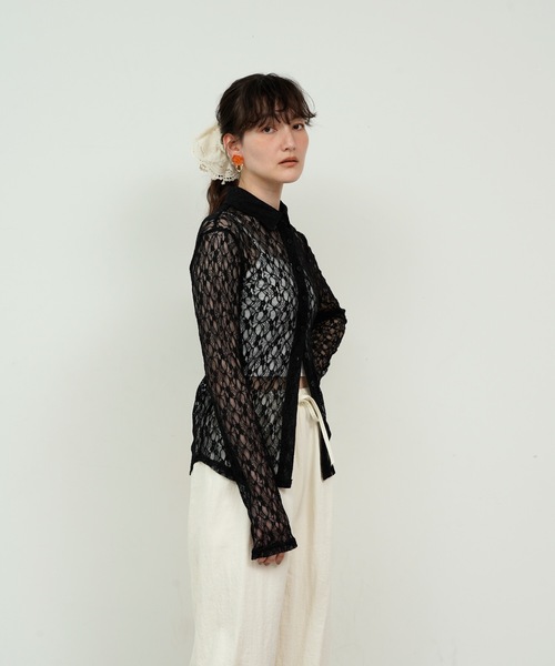 シュシュ Lace Embroidery Double Frilled Scrunchie / レース刺繍