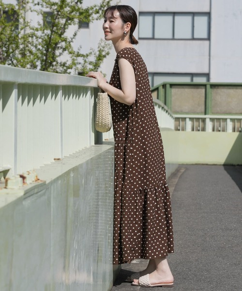 「F by ROSSO」 ノースリーブワンピース 36 ブラウン レディース_画像4