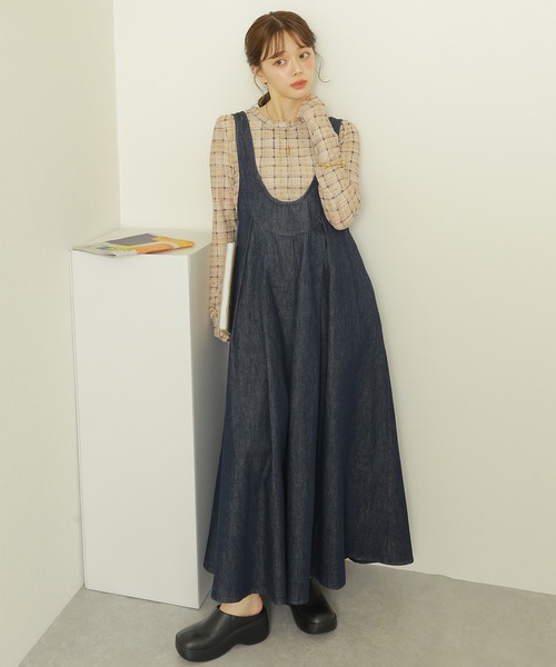 epa ジャンパースカート　jumper skirt ジャンパースカート u neck tuck denim jumper skirt /Uネック