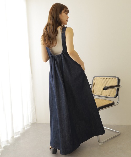 Uネックデニムジャンパースカート ジャンパースカート u neck tuck denim jumper skirt /Uネック