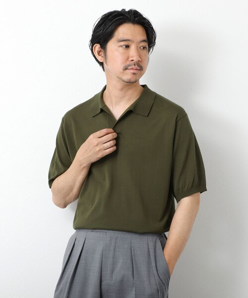 needles 綿麻ニット ポロシャツ セットアップ可能】 ニットポロシャツ ZHG-W4A 7d 82879 ゴルフ