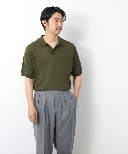 needles 綿麻ニット ポロシャツ NOLLEY'S ポロシャツ 「PIMA COTTON」成型半袖 NSN スキッパー