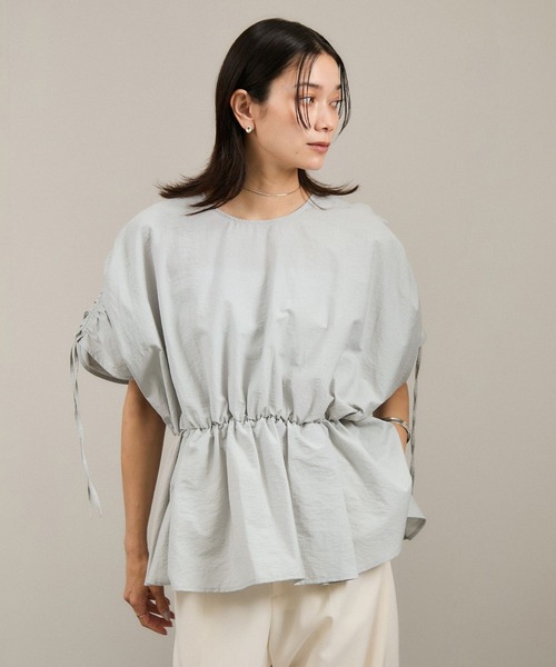 【美品】サロンアダムエロペ　24ss シャーリングスリーブブラウス SALON adam et rope' ブラウス シャツ 「WEB限定」シャーリング